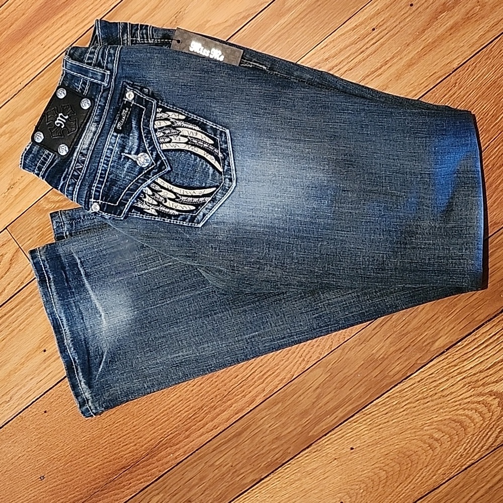 Miss Me Boot Cut Jeans 30 Signature Boot Angel Wings